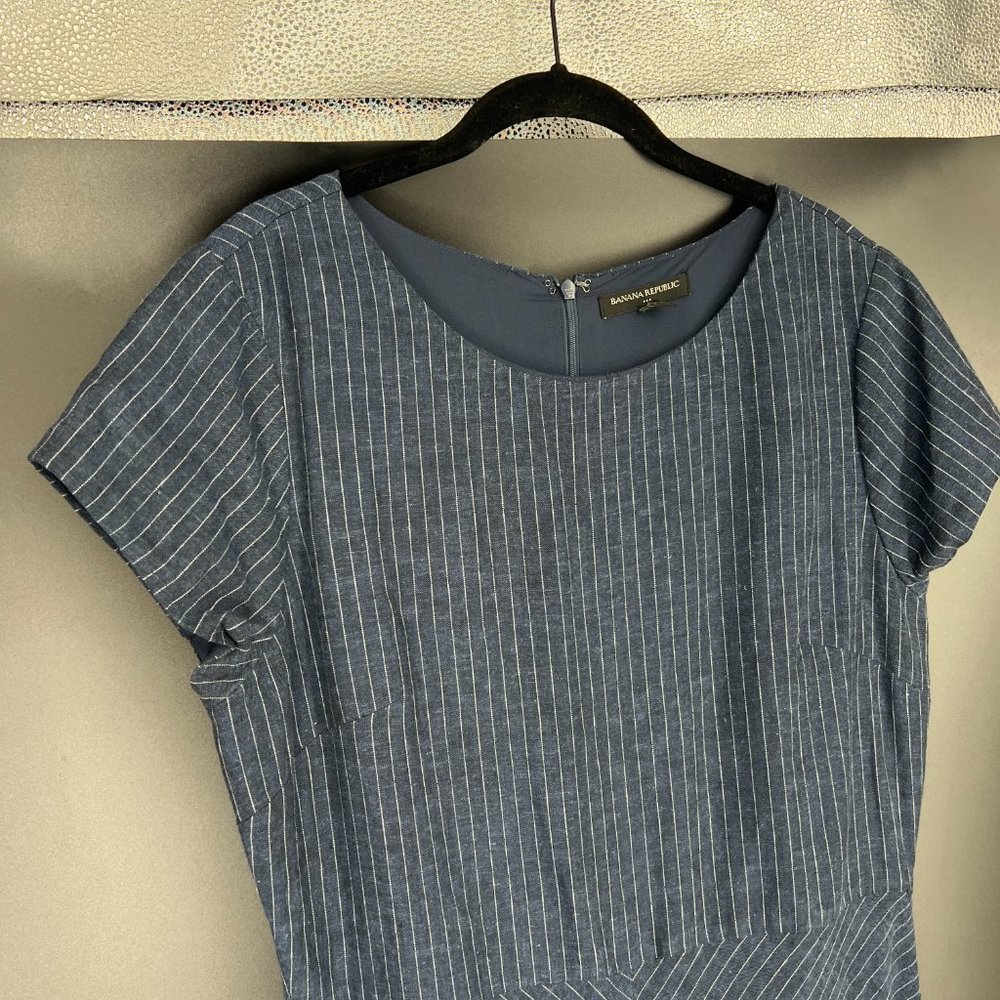 Banana Republic Blue Pinstripe Midi Dress - Picture 6 of 10